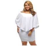 Plus Size Women's Glamorous Solid Color Mini Dress