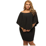 Plus Size Women's Glamorous Solid Color Mini Dress