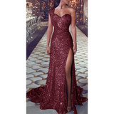 Women Sequin Dress Gold Sundress V Neck Abiye Gece Elbisesi