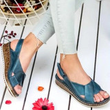MCCKLE Women Sandals Peep Toe Wedge Comfortable Plus Size Platform Shoes