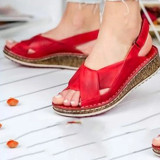 MCCKLE Women Sandals Peep Toe Wedge Comfortable Plus Size Platform Shoes