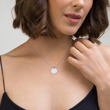 Faith Cross Engraved Silver Disc Necklace