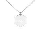Faith Cross Engraved Silver Hexagon Necklace
