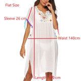 BKNING Kaftan Tunic Dress Women Swimsuit Cover Up Bohemia V-Neck Cotton Beachwear