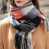 PANFU 100% Wool Scarf Women Thicken Warm Shawls Wraps Plaid Echarpe Pashmina Foulard Femme