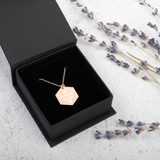 Diamonds Are My Best Friends Engraved Silver Hexagon Necklace