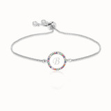 Colorful Rainbow Zircon 26 Letter Adjustable Initial Bracelet Snake Chain