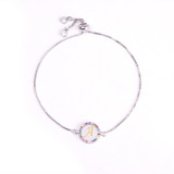Colorful Rainbow Zircon 26 Letter Adjustable Initial Bracelet Snake Chain