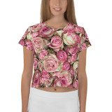 Your Pink Roses All-Over Print Crop Tee