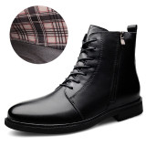 winter fashion men's ankle boots military genuine leather shoes male snow boot high top shoe man combat army boots for men