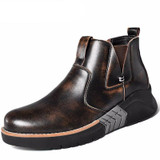 new fashion men's chelsea boots casual genuine leather shoes male ankle boot height increasing shoe man nice boots for men