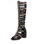 Latest Women Gladiator Sandals Fashion Rivet Summer Long Boots Open Toe Real Leather Hollowed out Designer Sandals