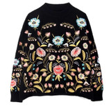 Round Collar Flowers Embroidery Top Loose Korean Spring Autumn Long Sleeve Woman's New Fashion Sweater FA50001