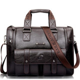 Men Leather Black Briefcase Business Handbag Messenger Bags Male Vintage Shoulder Bag Men's Large Laptop Travel Bags
