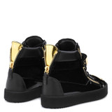 Black Patchwork Men Casual Shoes Lace Up Gold Metal Sneaker