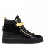 Black Patchwork Men Casual Shoes Lace Up Gold Metal Sneaker