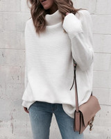 Long Sleeve Autumn Winter Sweater Women White Knitted Sweaters Pullover Jumper Fashion 2018 Turtleneck Sweater Female