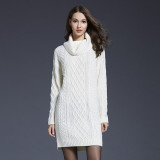 3XL 4XL Plus Size Knitted Long Sleeve Turtleneck Women Casual Sweater Dresses Autumn Winter Trendy Lady Pullovers Sweater