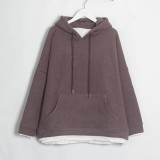 Women Casual Sweatshirts Warm Velvet Long Sleeve Oversize Hoodies Tops  Autumn Winter Pullover Tops
