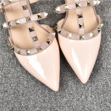 Rivet flat sandals cow leather  women luxury brand shoes female fashion geuine leather  branded leather shoes lady