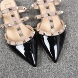 Rivet flat sandals cow leather  women luxury brand shoes female fashion geuine leather  branded leather shoes lady