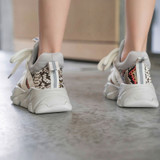 Real Leather Women Vulcanized Shoes Snakeskin Print Patchwork Sneakers For Women Cushion Casual Footwear Size 35-42