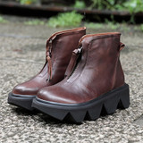 top quality leather women's boots  autumn and winter new thick-bottomed round head boots cowhide Martin boots top quality leather women's boots  autumn and winter new thick-bottomed round head boots cowhide Martin boots