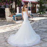 Beaning Appliques Lace Tulle Mermaid Wedding Dress Vestido De Noiva Sereia Open Back White Trumpet Bridal Gowns