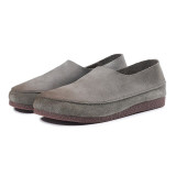Women Leather Flats Slip on Lazy Shoes for Women Spring Loafers Gray Casual Soft Genuine Leather Nubuck Moccasins Women Shoes