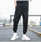 Men's Side Pockets Cargo Harem Pants 2020 Ribbons Black Hip Hop Casual Male Joggers Trousers Fashion Casual Streetwear Pants