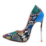 High Heels Shoes Women Pumps Snake Print Sexy  Party Heeled Designer Shoes