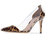 Women Pumps  Transparent High Heels Sexy Pointed Toe Slip-on Red Wedding Party