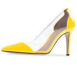 Women Pumps  Transparent High Heels Sexy Pointed Toe Slip-on Red Wedding Party
