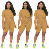 Women two piece set summer o-neck crop top shorts 2 piece set for women two pieces sets tops shorts summer women' suit Women two piece set summer o-neck crop top shorts 2 piece set for women two pieces sets tops shorts summer women' suit