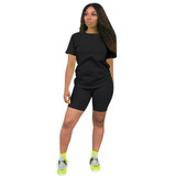 Women two piece set summer o-neck crop top shorts 2 piece set for women two pieces sets tops shorts summer women' suit Women two piece set summer o-neck crop top shorts 2 piece set for women two pieces sets tops shorts summer women' suit