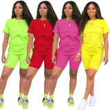 Women two piece set summer o-neck crop top shorts 2 piece set for women two pieces sets tops shorts summer women' suit Women two piece set summer o-neck crop top shorts 2 piece set for women two pieces sets tops shorts summer women' suit