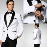 2020 Men Black Double Breasted Wedding Groom Suit With Pants Tuxedo For Men Wedding Suits Prom Best Man Suit (Jacket+Pants+Bow)