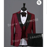 2020 Peaked Lapel Slim Fit Black Gold Jacquard Smoking Tuxedo Groom Dinner Party Suit Men 3 Piece Wedding Dress Best Man Suit