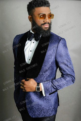 2020 Peaked Lapel Slim Fit Black Gold Jacquard Smoking Tuxedo Groom Dinner Party Suit Men 3 Piece Wedding Dress Best Man Suit
