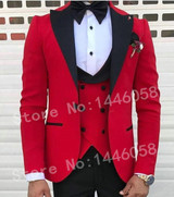 2020 Peaked Lapel Slim Fit Black Gold Jacquard Smoking Tuxedo Groom Dinner Party Suit Men 3 Piece Wedding Dress Best Man Suit