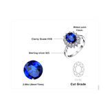 JewelryPalace Created Blue Sapphire Ring Princess Crown Halo Engagement Wedding Rings 925 Sterling Silver Rings For Women 2020