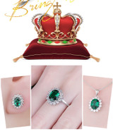 JewPalace Princess Diana Simulated Emerald Ring 925 Sterling Silver Rings for Women Engagement Ring Silver 925 Gemstones Jewelry