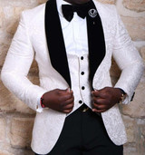 Black Jacquard Jacket Men Suit Slim Fit Wedding Tuxedo Custom Made Wedding Groom Party Suits Costume Homme Best Man Blazer