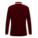 PYJTRL British Style Palace Prince Fashion Black Velvet Gold Embroidery Blazer Wedding Groom Slim Fit Suit Jacket Singers Coat