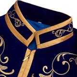 PYJTRL British Style Palace Prince Fashion Black Velvet Gold Embroidery Blazer Wedding Groom Slim Fit Suit Jacket Singers Coat