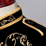 PYJTRL British Style Palace Prince Fashion Black Velvet Gold Embroidery Blazer Wedding Groom Slim Fit Suit Jacket Singers Coat