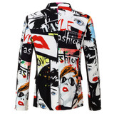 PYJTRL Brand New Tide Mens Fashion Print Blazer Design Plus Size Hip Hot Casual Male Slim Fit Suit Jacket Singer Costume