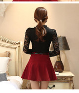 Dingaozlz elegant long sleeve bodysuit beaded Women lace blouse shirts crochet tops blusas Mesh Chiffon blouse female clothing