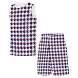 Red White Blue Houndstooth All Over Print Basketball Uniform