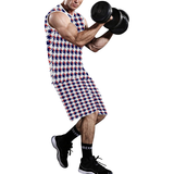 Red White Blue Houndstooth All Over Print Basketball Uniform